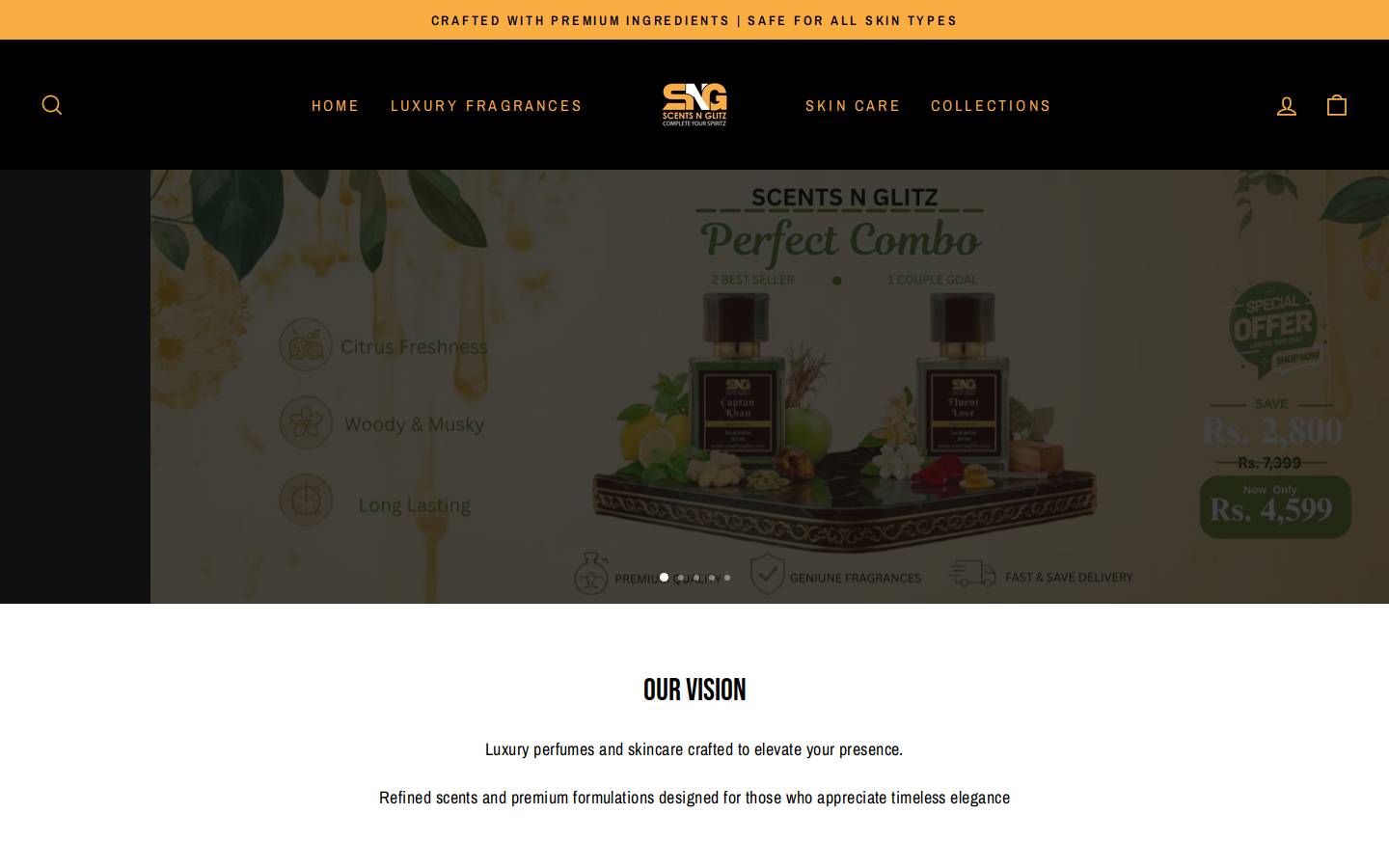 scentsnglitz.com homepage screenshot