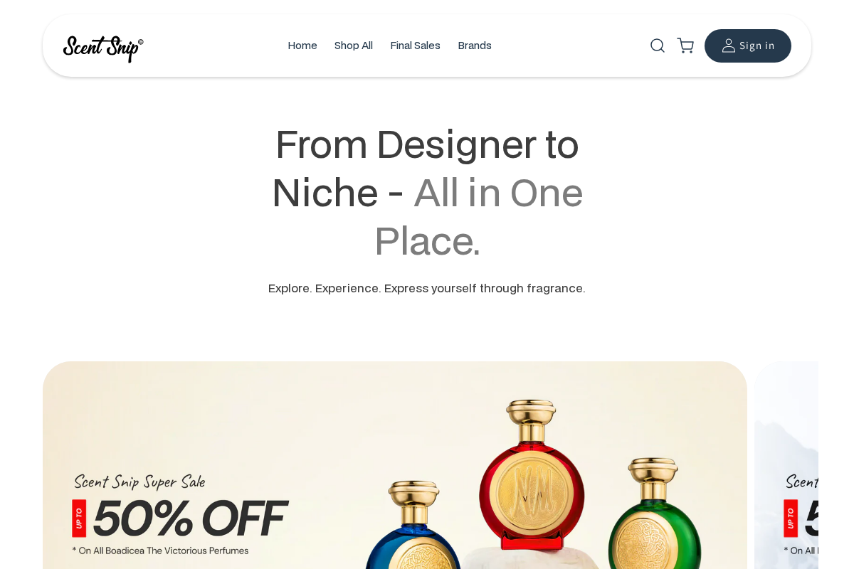 Scent Snip homepage screenshot