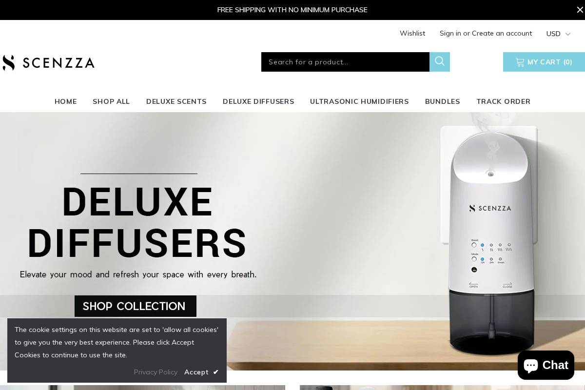 scenzza.com homepage screenshot