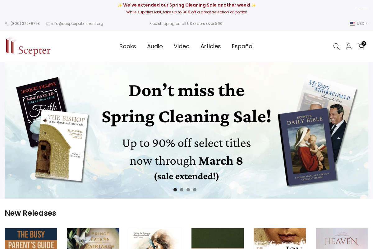 Scepter Publishers homepage screenshot