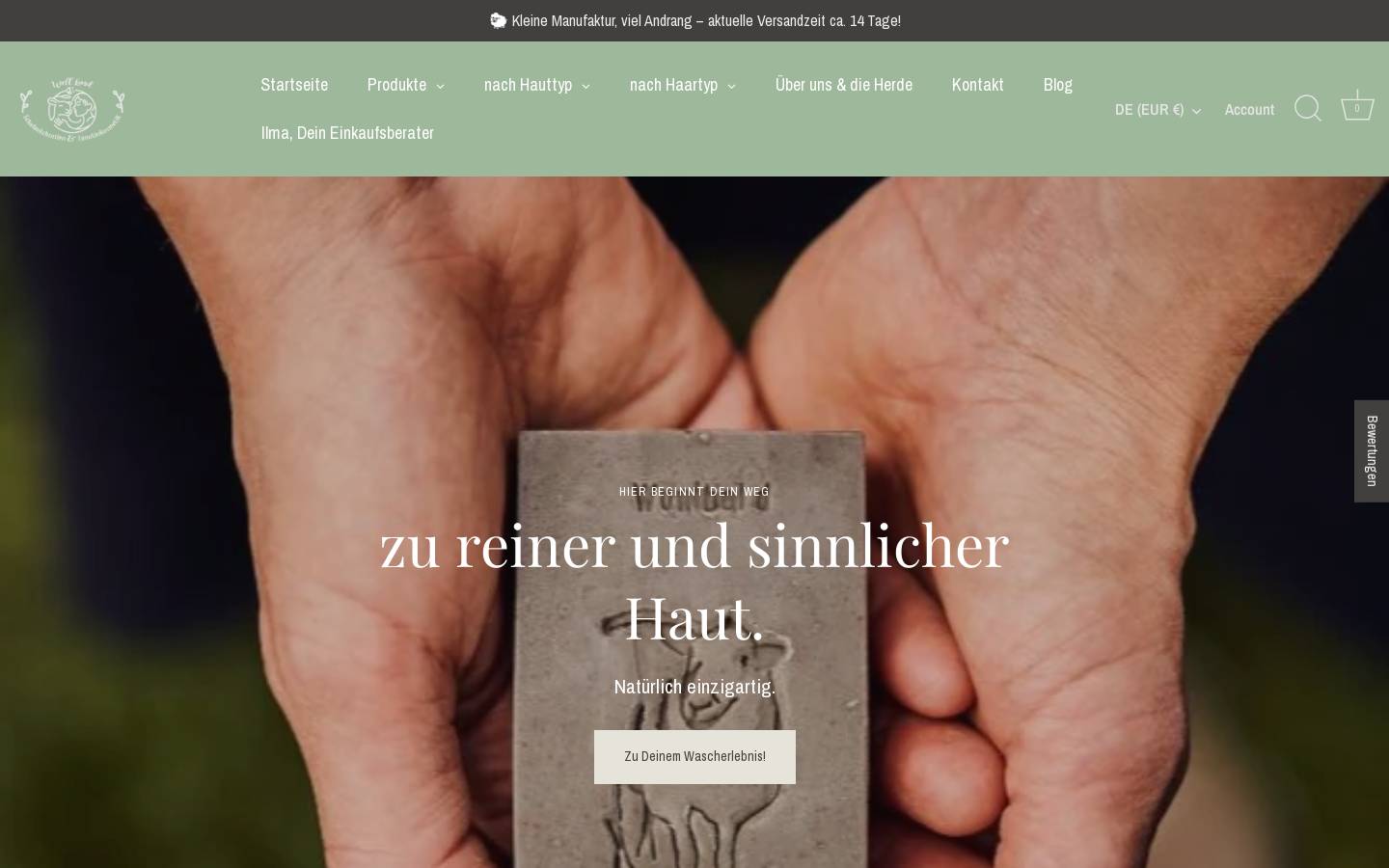 schafmilch-naturseife.de homepage screenshot
