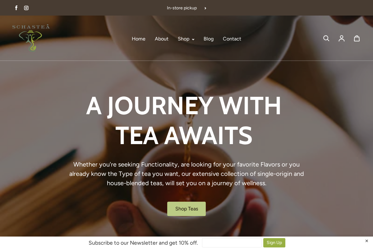 schastea.com homepage screenshot