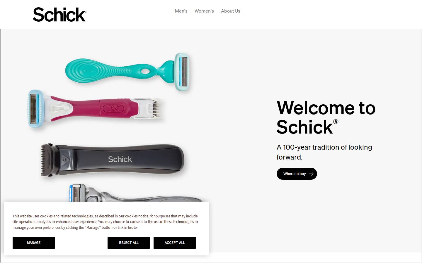 Schick Manufacturing homepage screenshot
