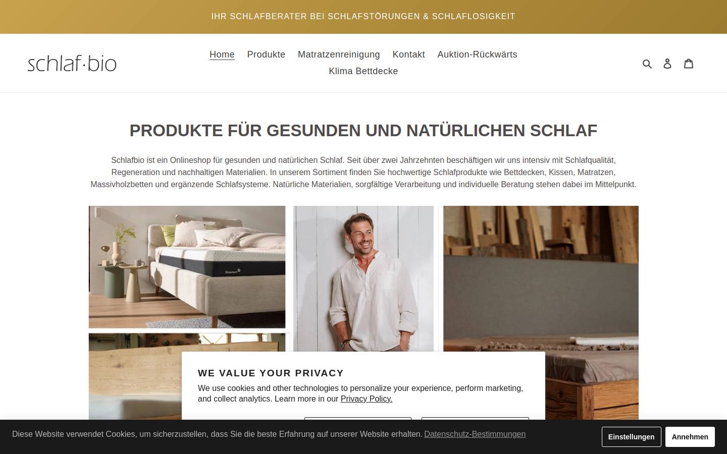 schlafbio.de homepage screenshot