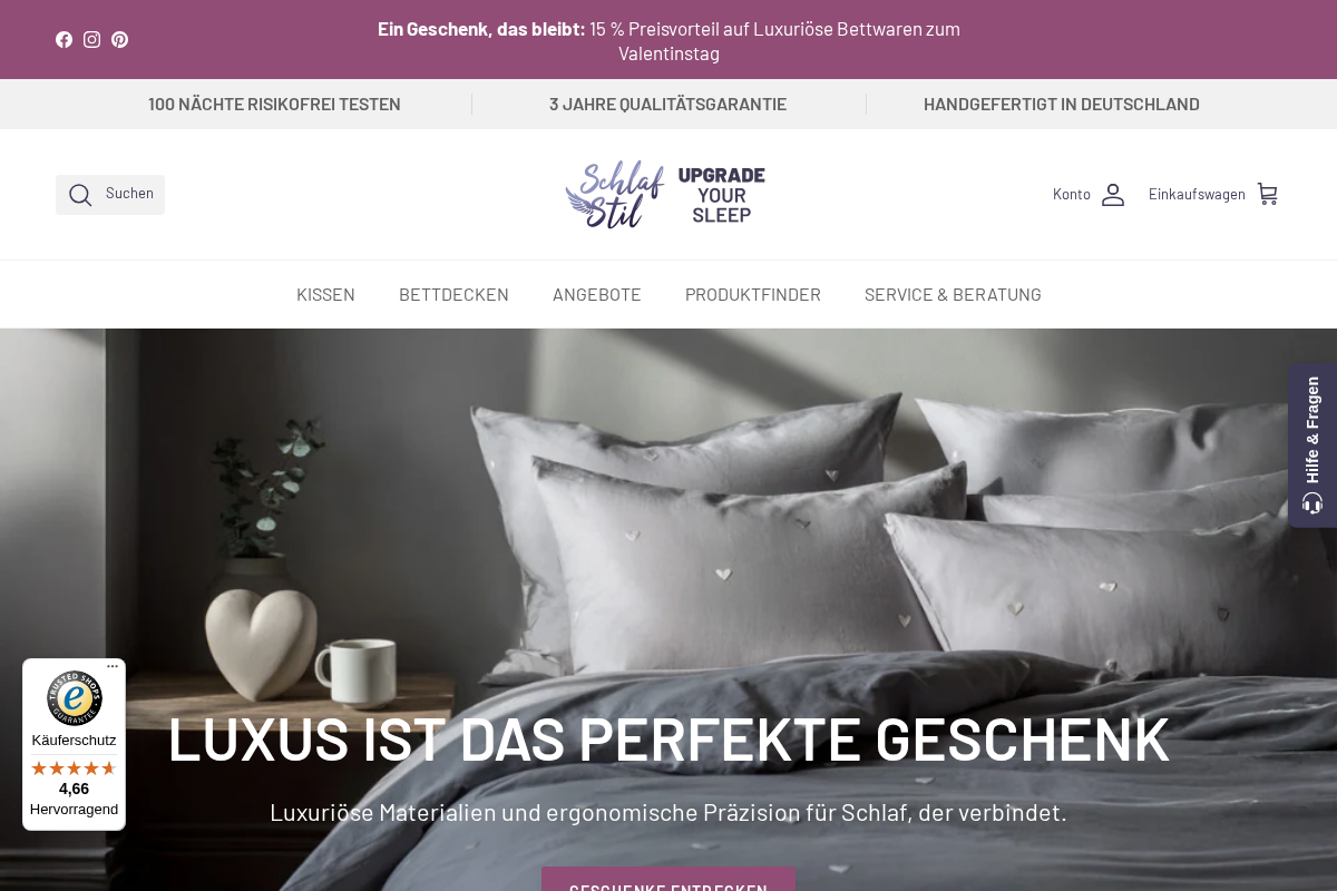 Schlafstil – Upgrade your SleepAmerican ExpressApple PayBancontactEPSGoogle PayiDEALKlarnaMaestroMastercardPayPalShop PayUnion PayVisa homepage screenshot