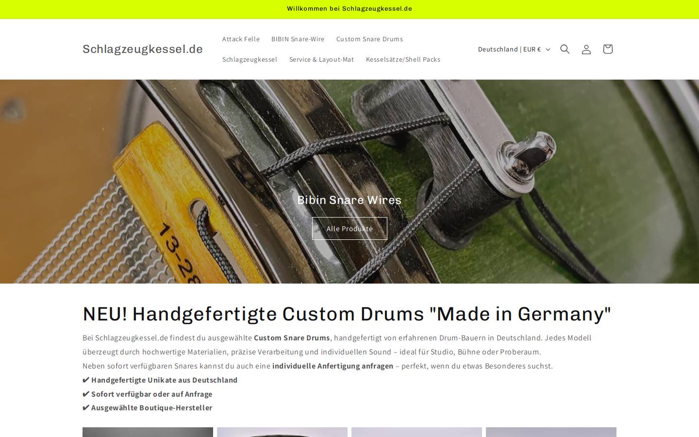 schlagzeugkessel.de homepage screenshot