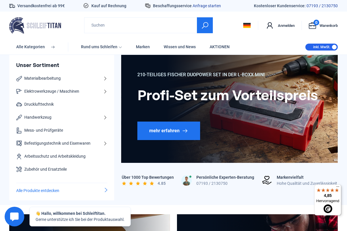 Schleiftitan homepage screenshot
