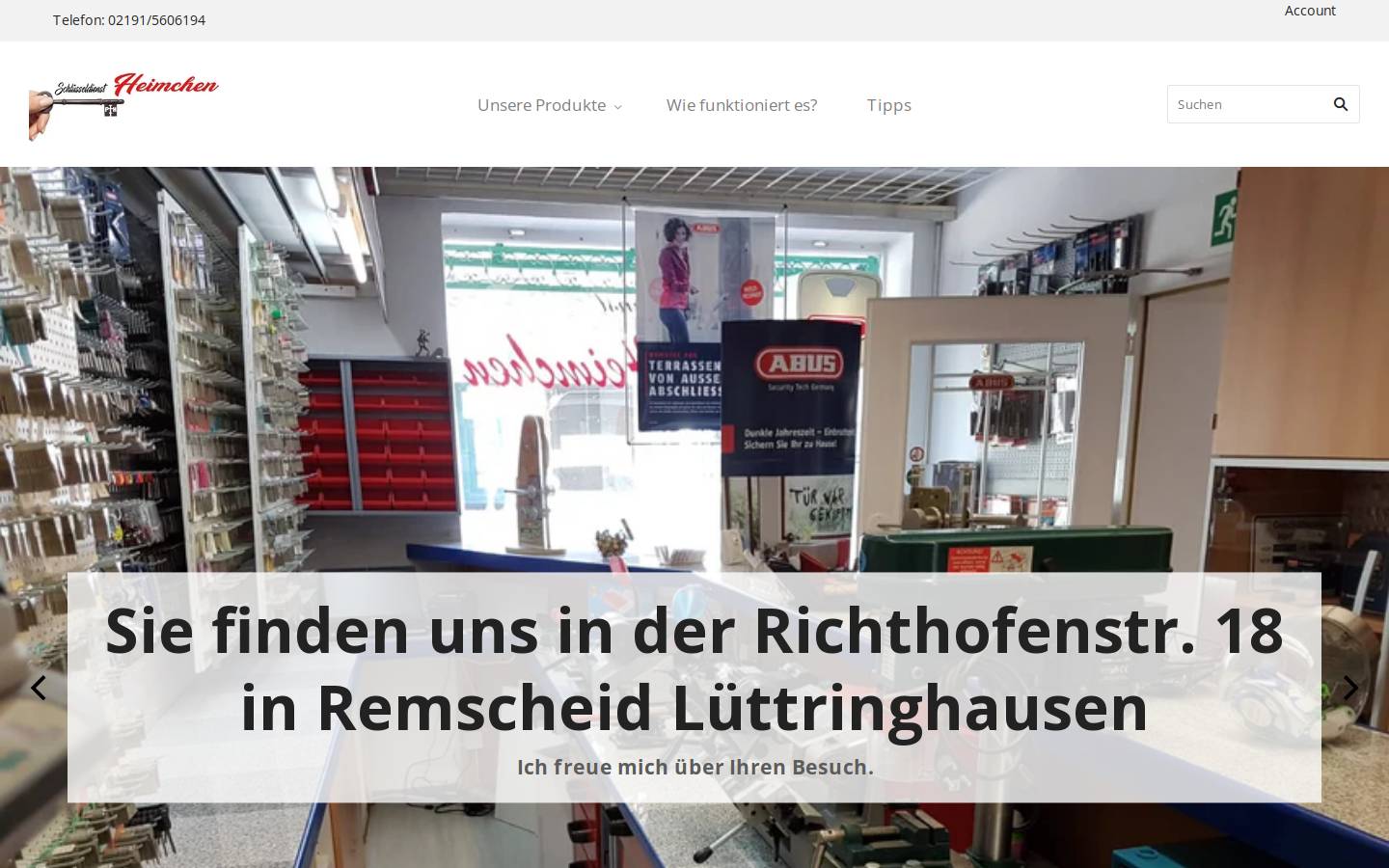 schluesseldienst-heimchen.de homepage screenshot
