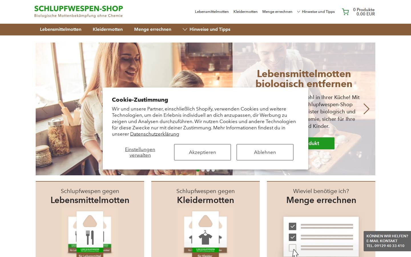 schlupfwespen-shop.de homepage screenshot