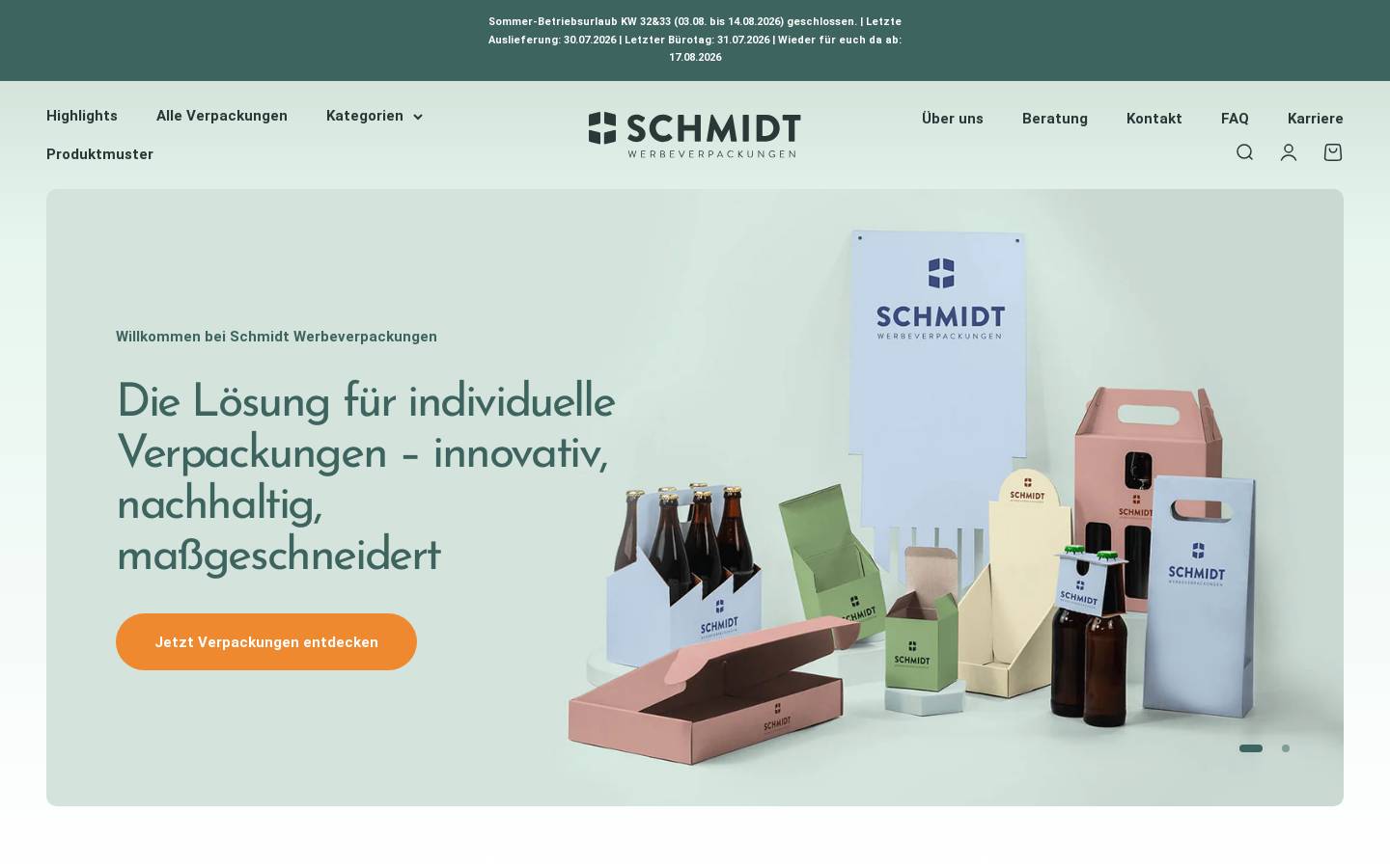 schmidt-kartonagen.de homepage screenshot