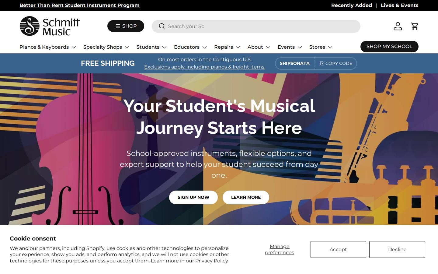 SchmittMusic.com homepage screenshot