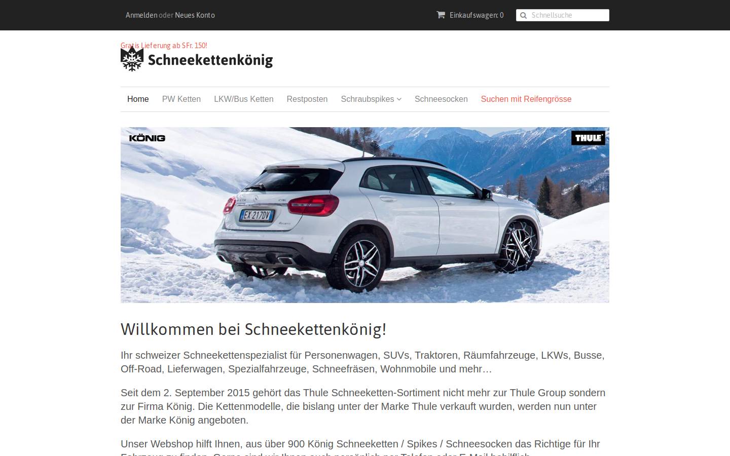 schneeketten-schweiz.com homepage screenshot