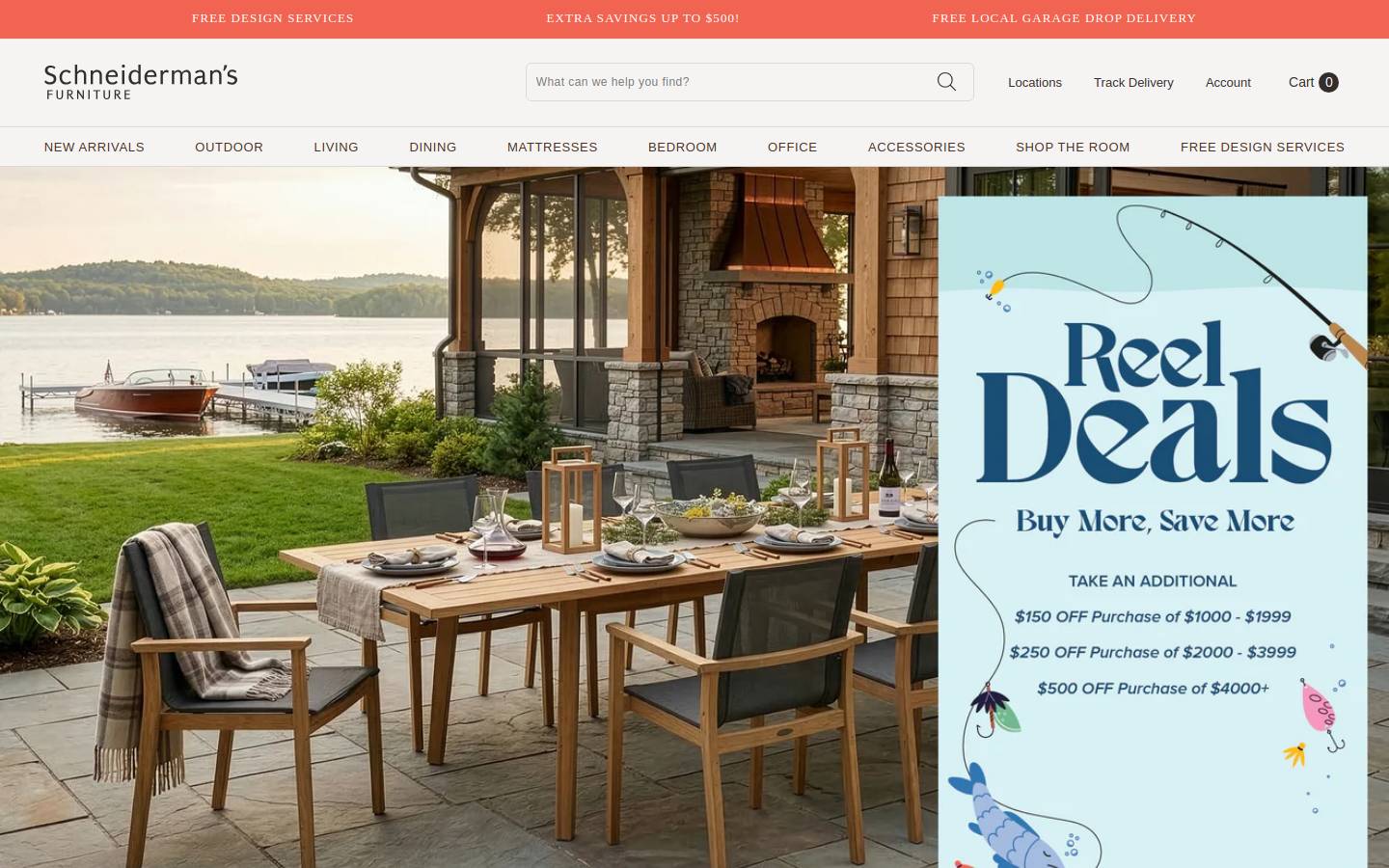 Schneiderman s Furniture homepage screenshot