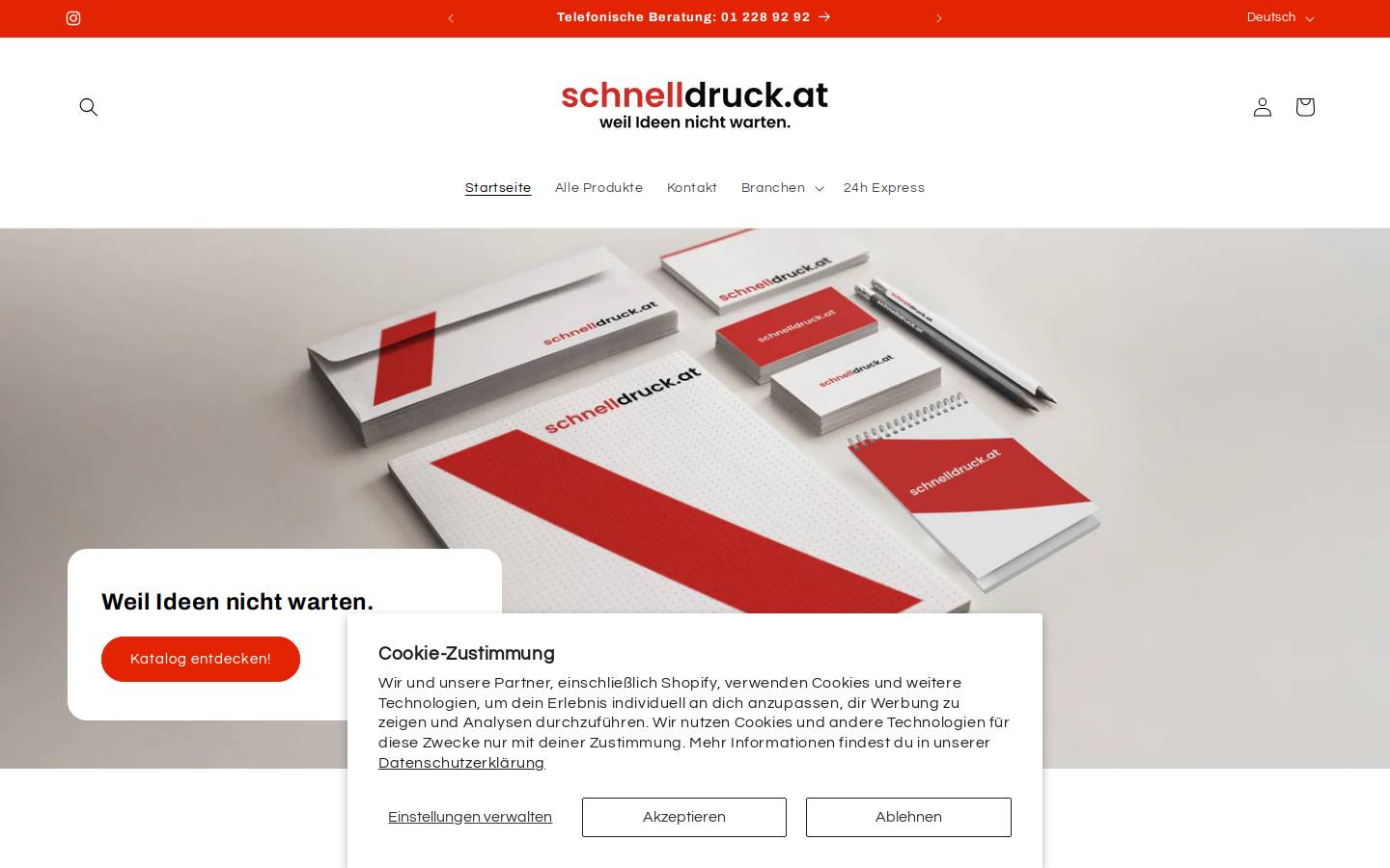 schnelldruck.at homepage screenshot