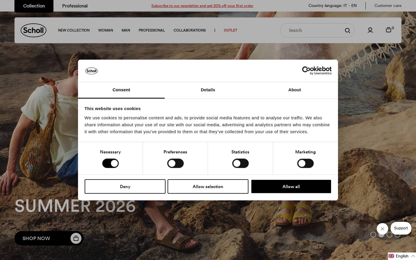 Scholl Shoes homepage screenshot
