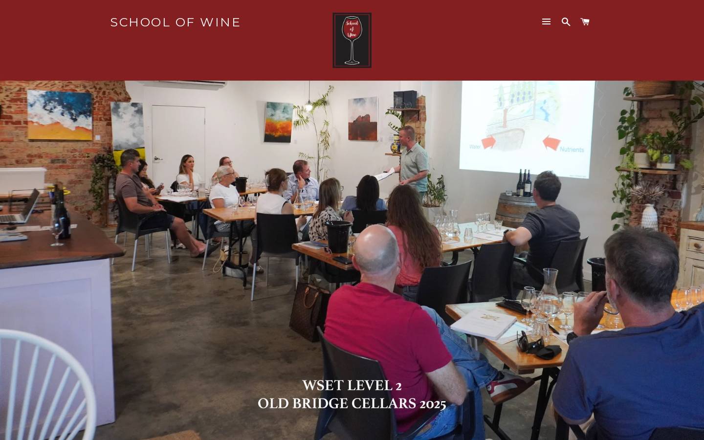 schoolofwine.com.au homepage screenshot
