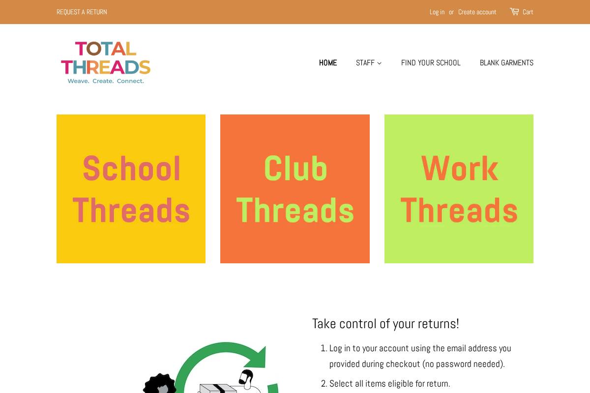 schoolthreads.org homepage screenshot