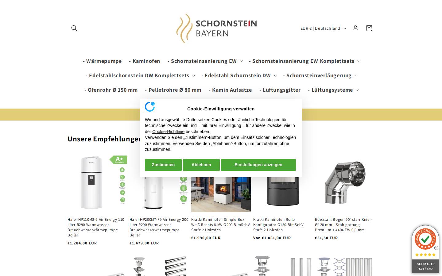 schornstein-bayern.de homepage screenshot