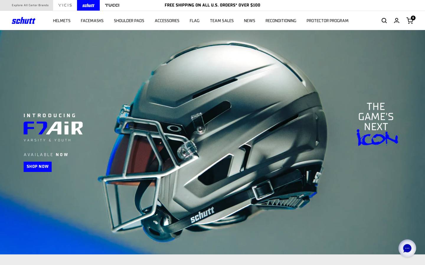 Schutt Sports homepage screenshot