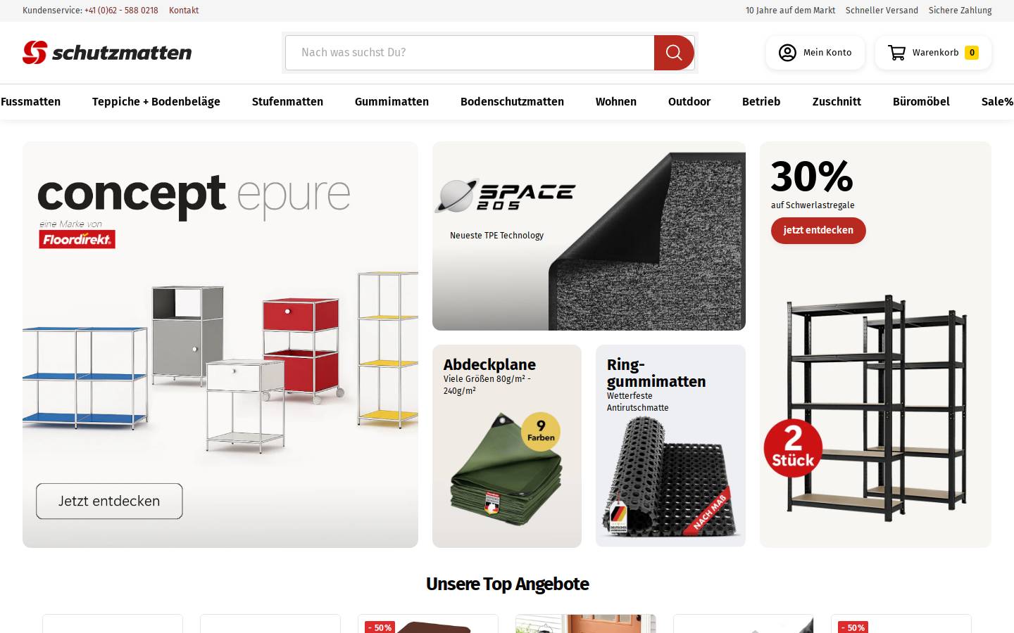 Schutzmatten homepage screenshot