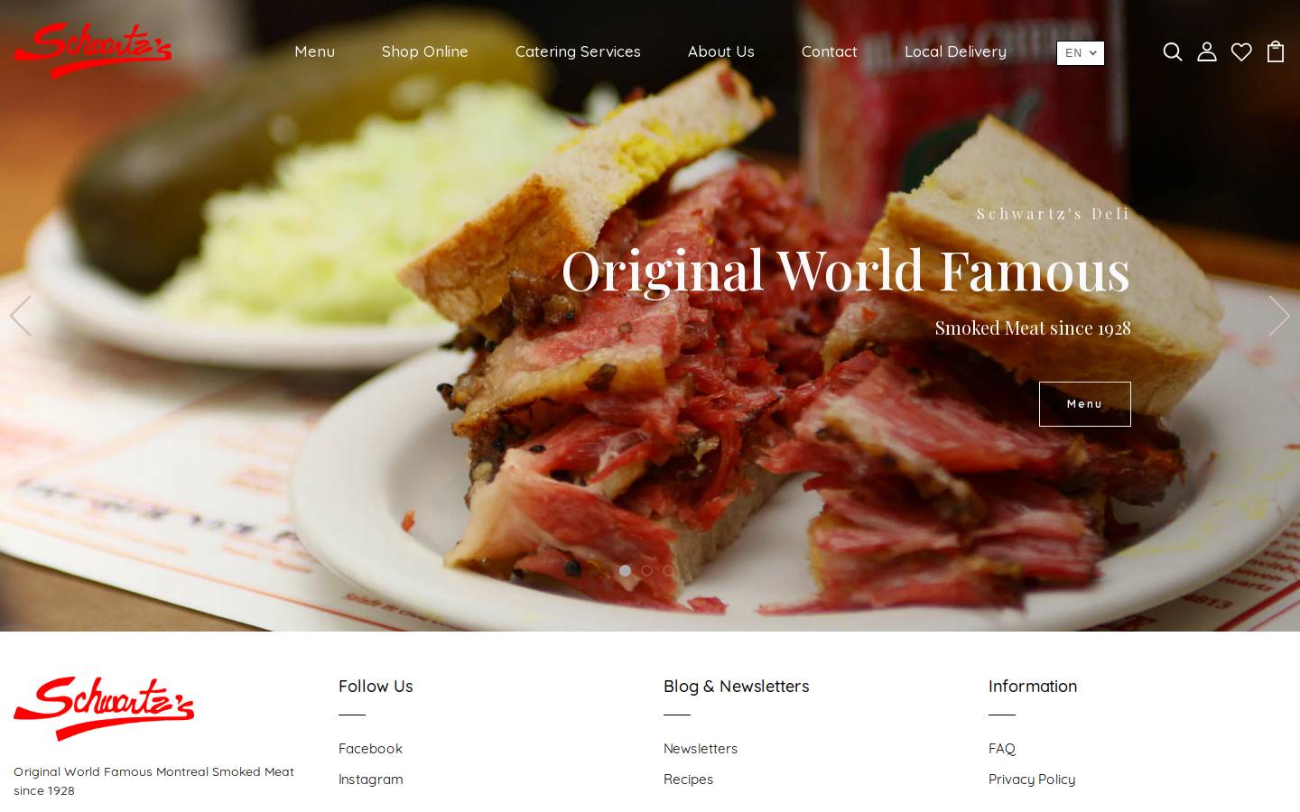 schwartzsdeli.com homepage screenshot