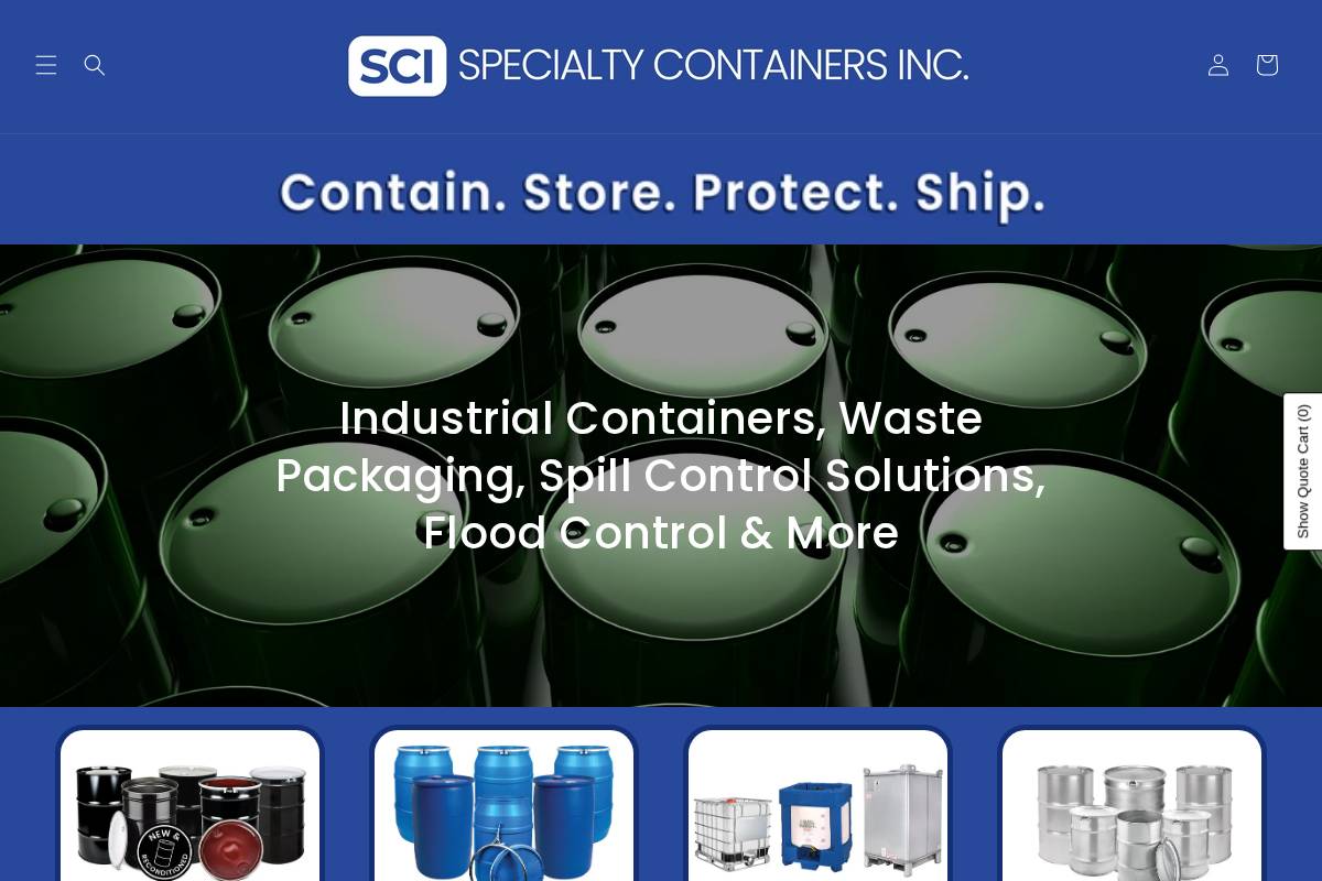scicontainerstore.com homepage screenshot