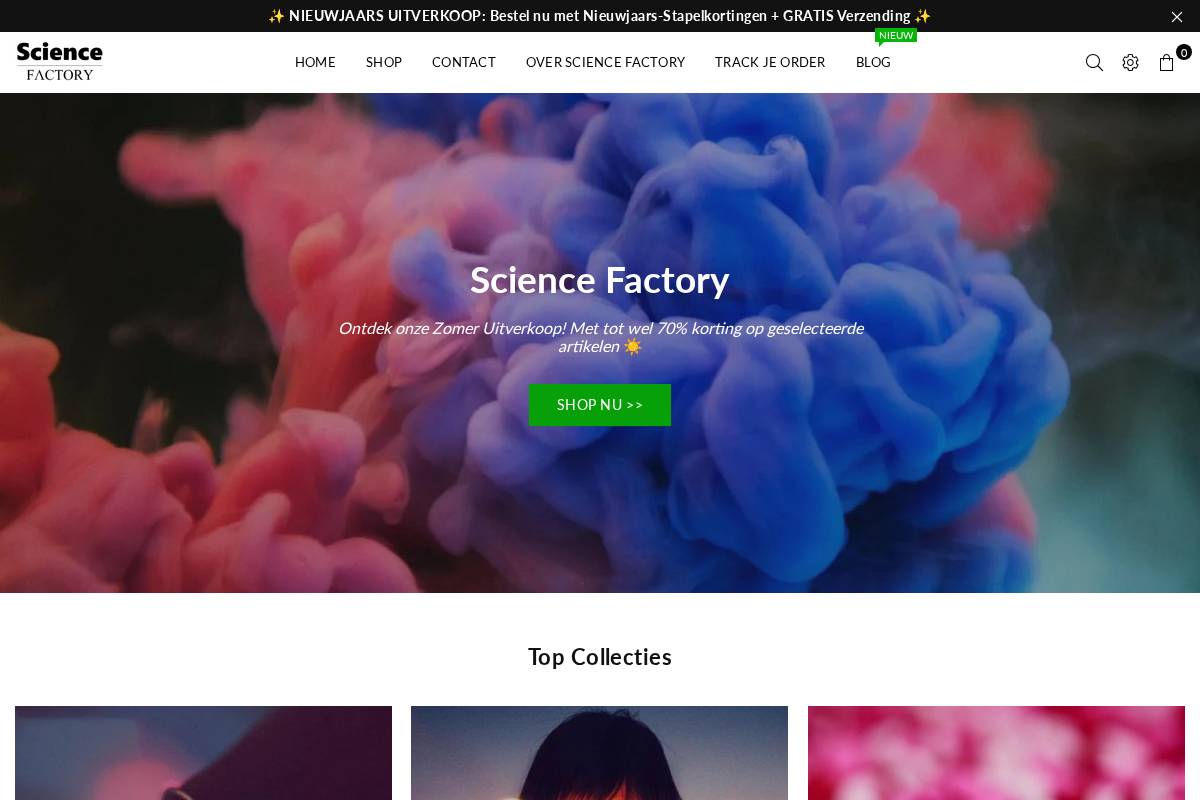 Sciencefactory homepage screenshot