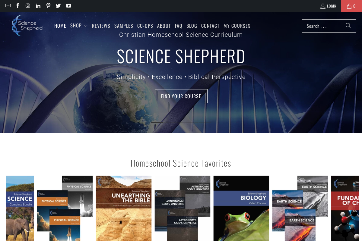 Science Shepherd Homeschool Curriculum homepage screenshot