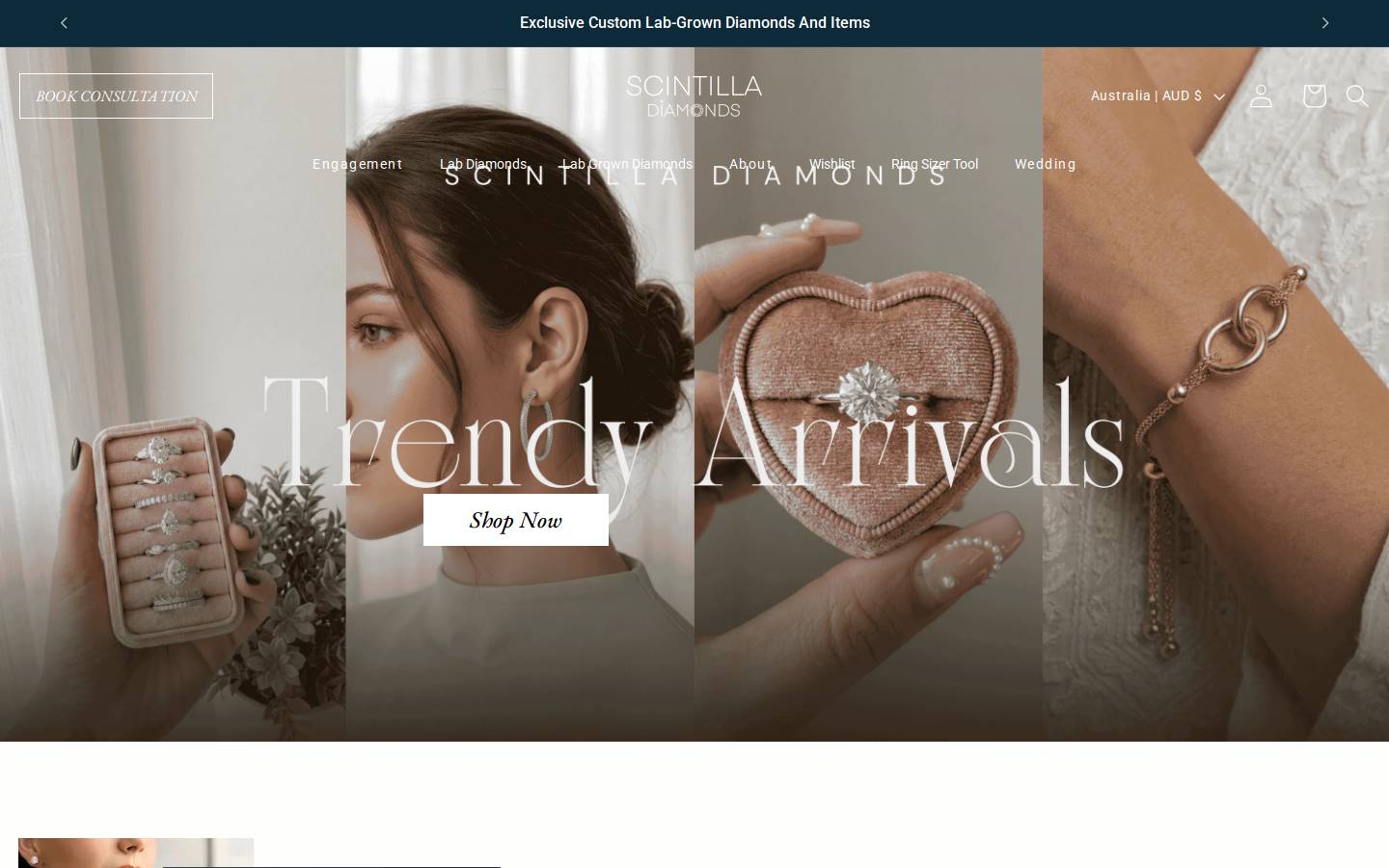 Scintilla Diamonds homepage screenshot