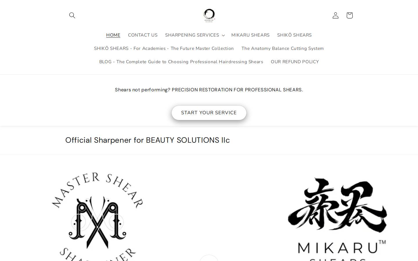scissorsharpening.info homepage screenshot