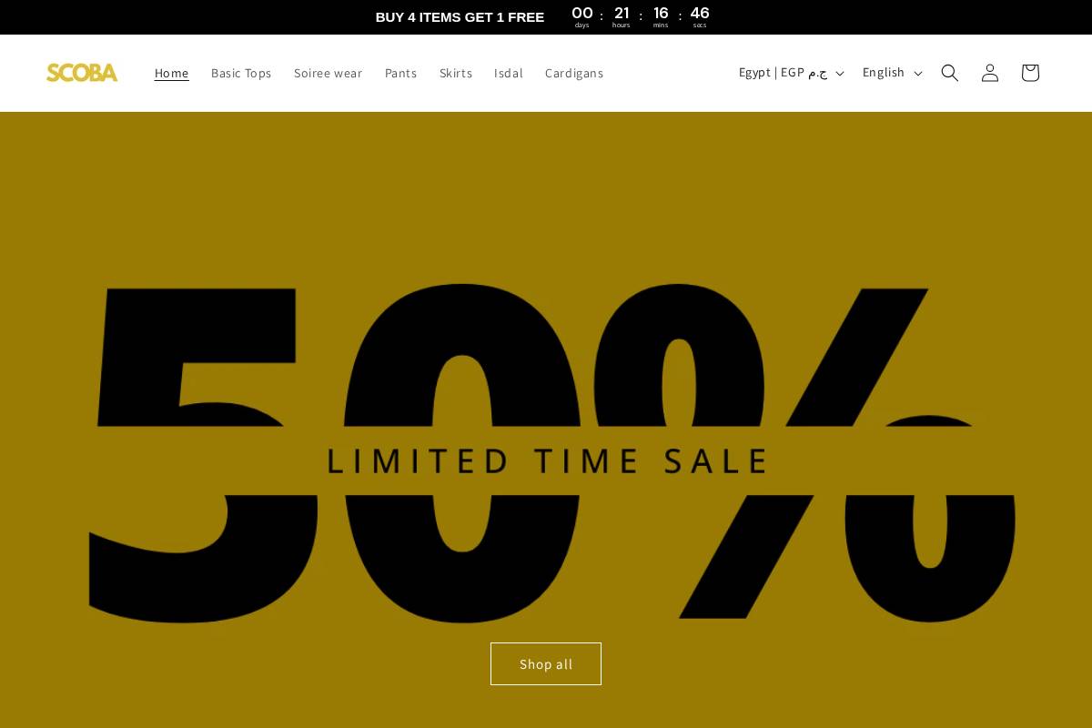 scobastore.com homepage screenshot