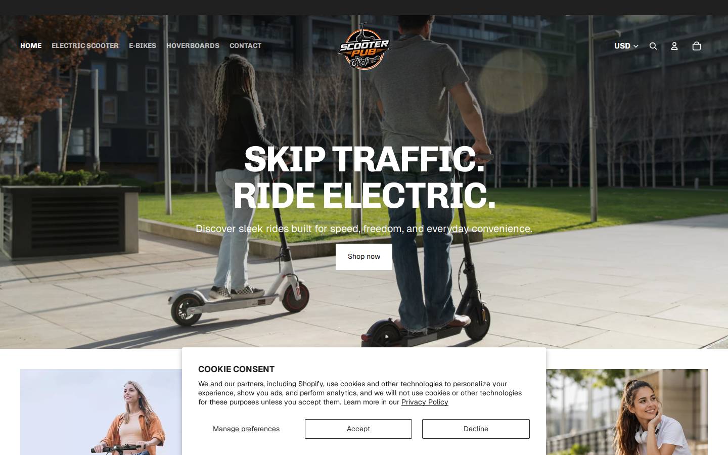 scooterpub.com homepage screenshot