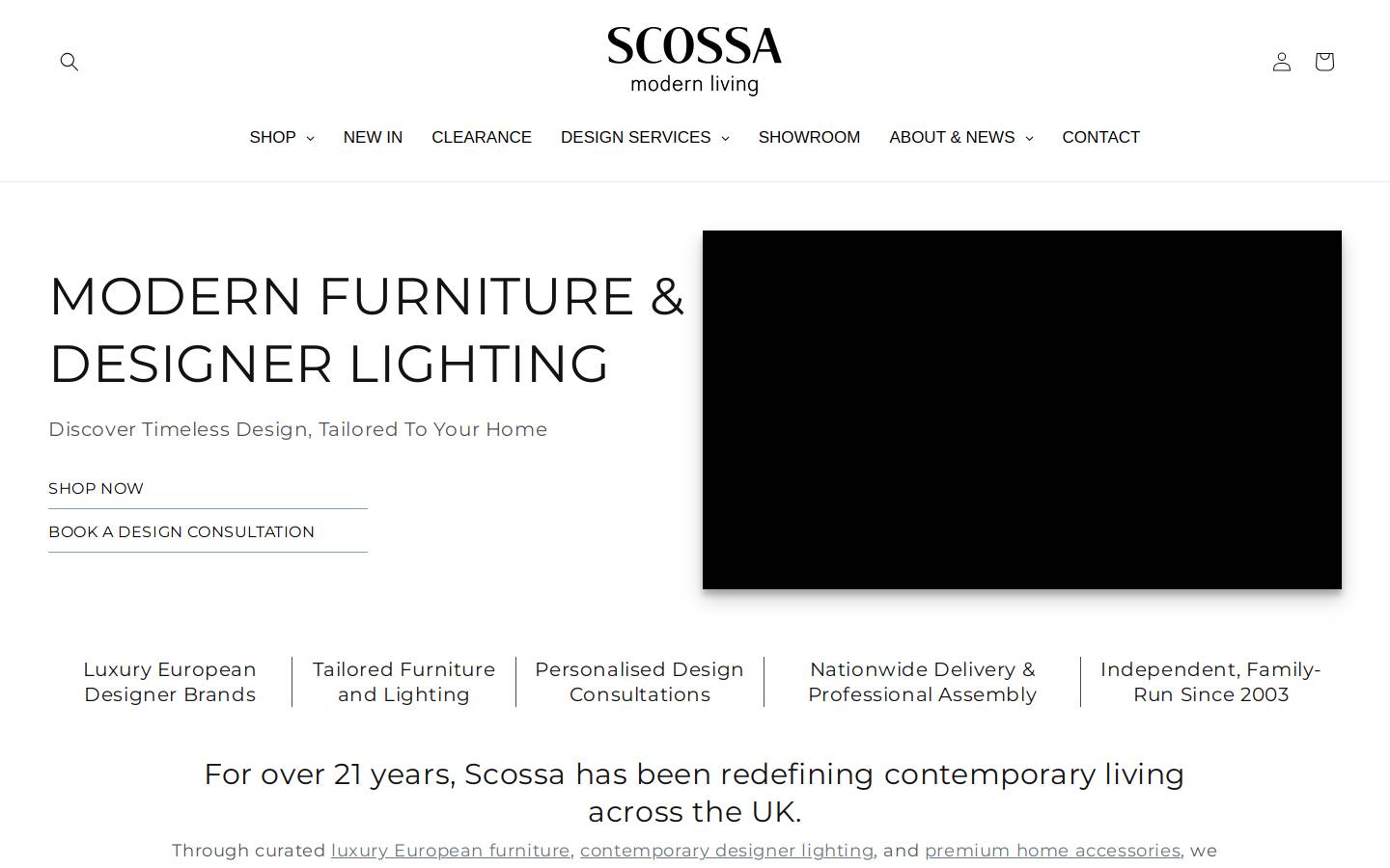 Scossa homepage screenshot