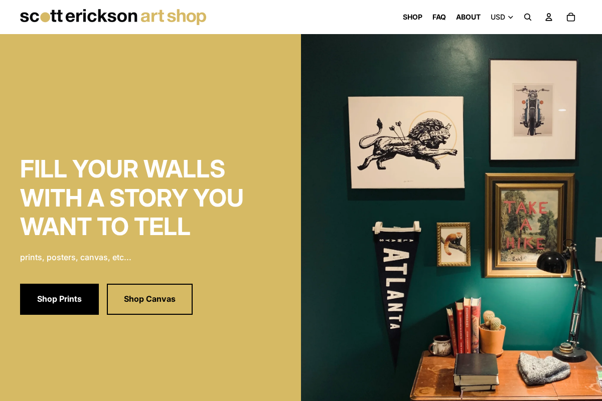 Scott Erickson Art Shop homepage screenshot