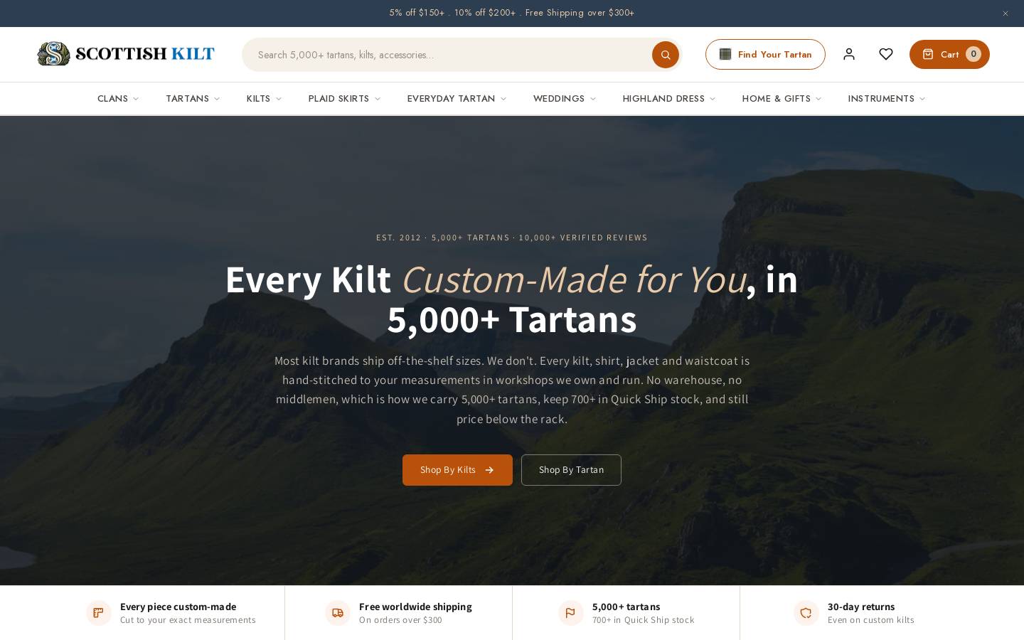 Scottish Kilt homepage screenshot