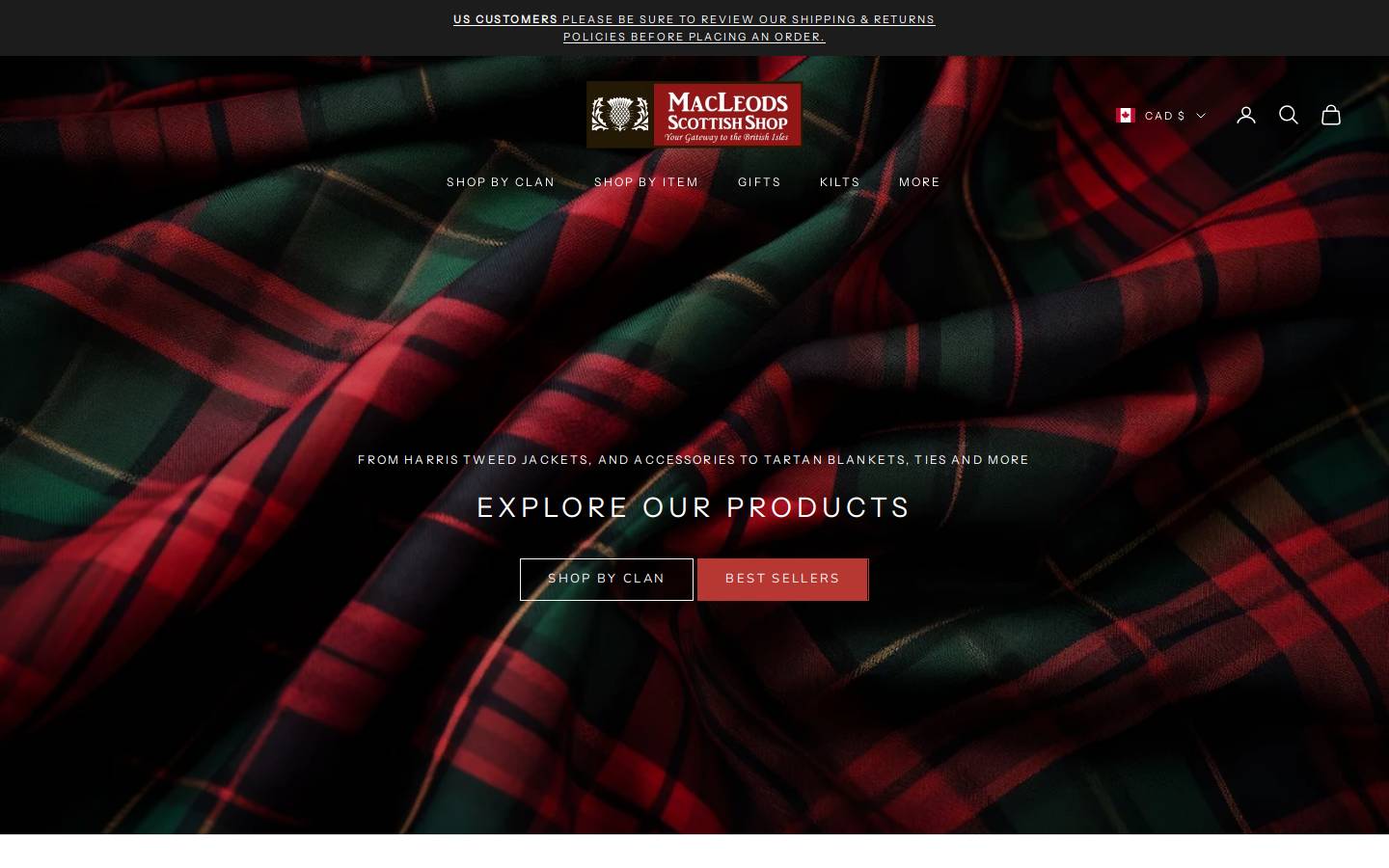 scottishshop.com homepage screenshot