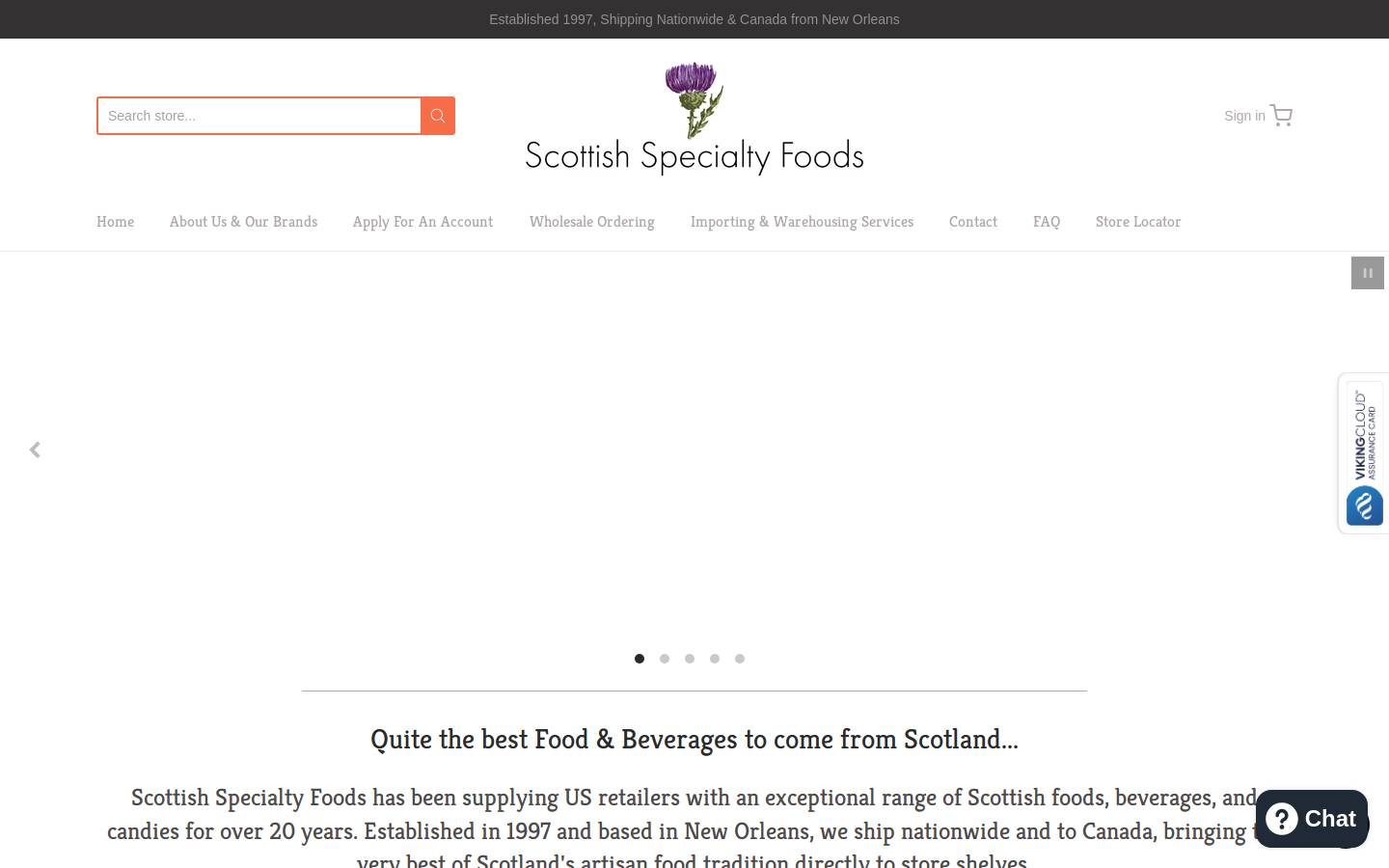 scottishspecialtyfoods.com homepage screenshot