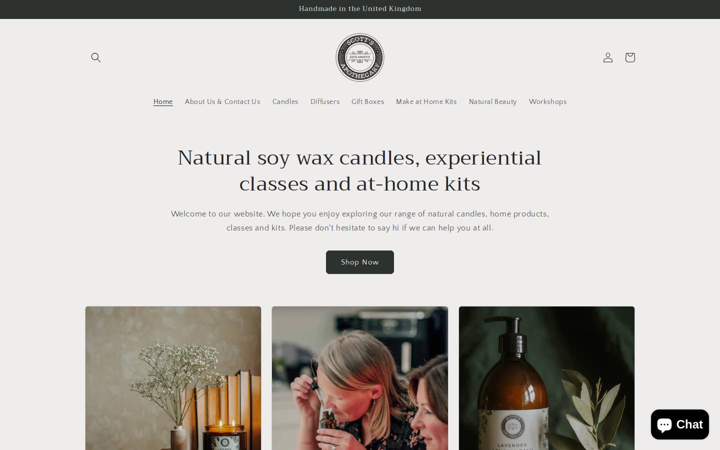 Scott's Apothecary homepage screenshot