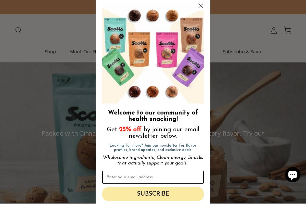 scottsproteinballs.com homepage screenshot