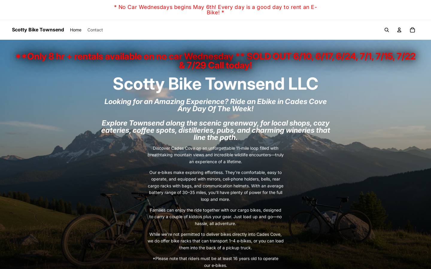scottybiketownsend.com homepage screenshot