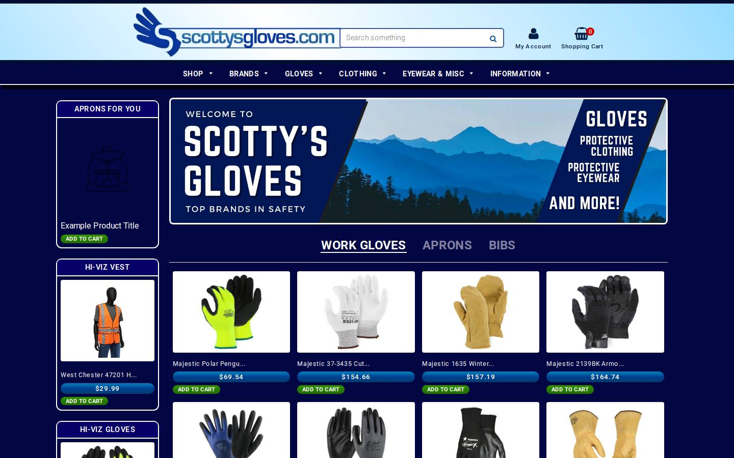 scottysgloves.com homepage screenshot