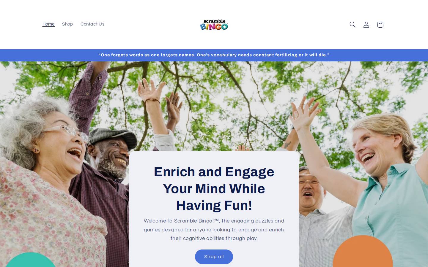 scramble.bingo homepage screenshot