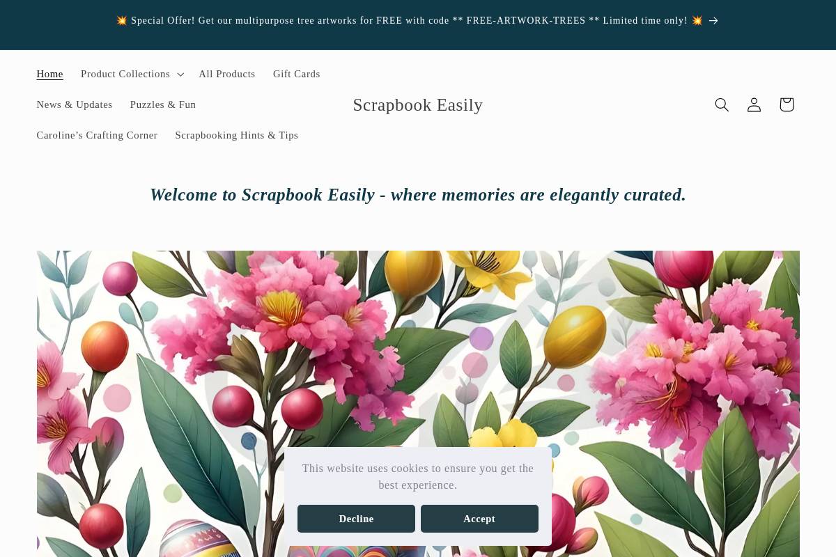 scrapbookeasily.com homepage screenshot