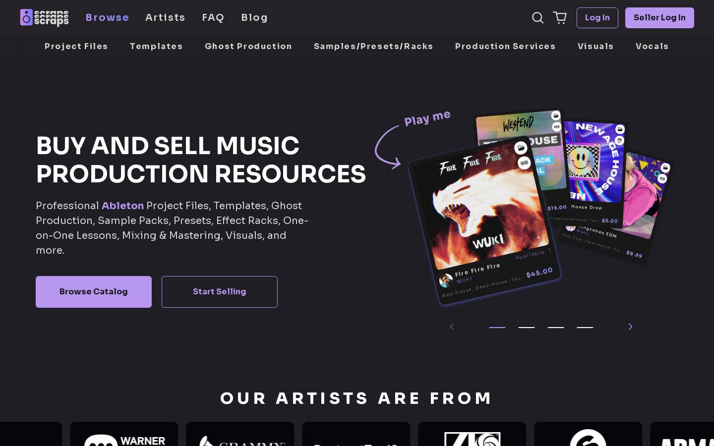 scrapsaudio.com homepage screenshot