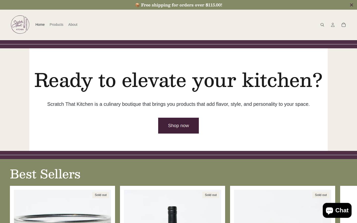 scratchthatkitchen.com homepage screenshot