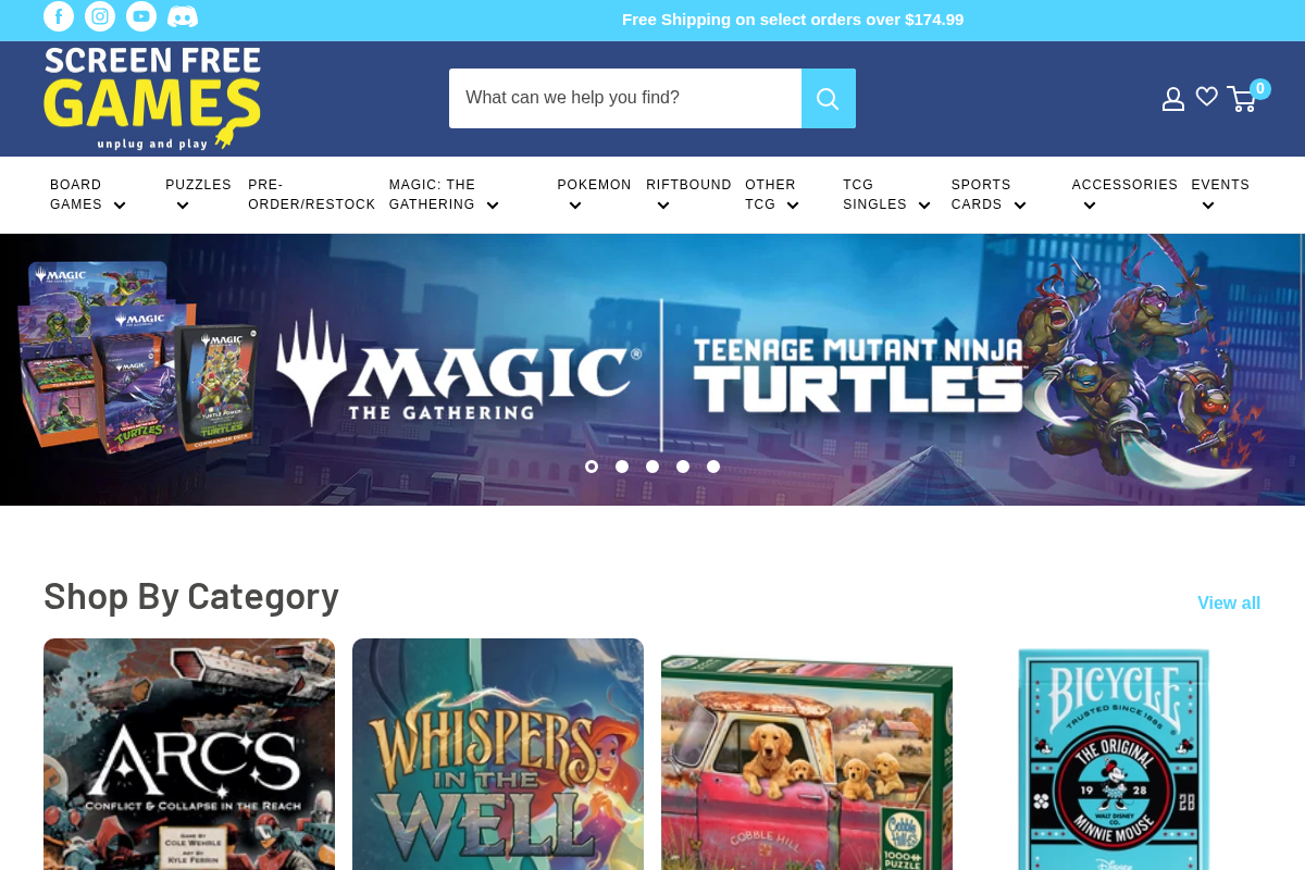 Screen Free Games homepage screenshot