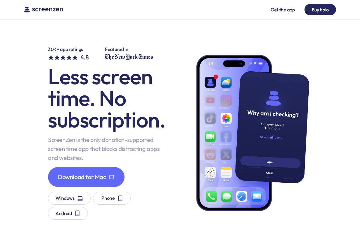 Screenzen homepage screenshot