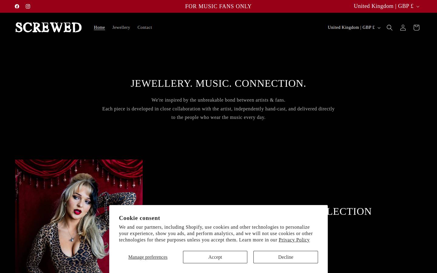 screwedjewellery.com homepage screenshot