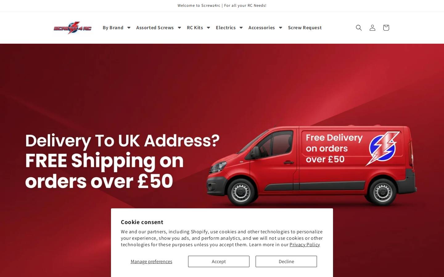 screwz4rc.co.uk homepage screenshot