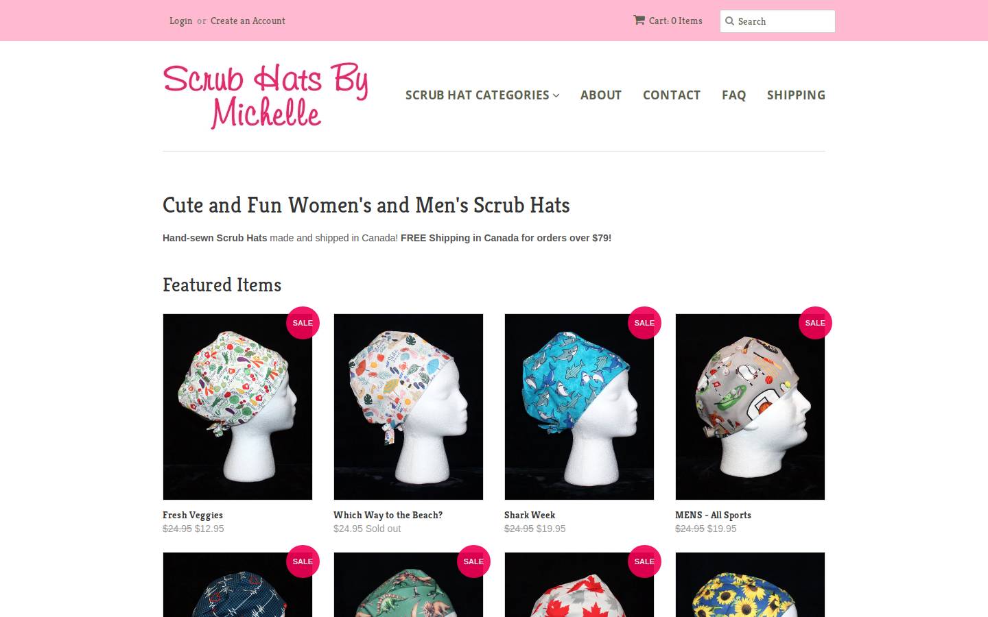 scrubhats.ca homepage screenshot